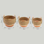 Large Seagrass Baskets Natural Orange Set of Three