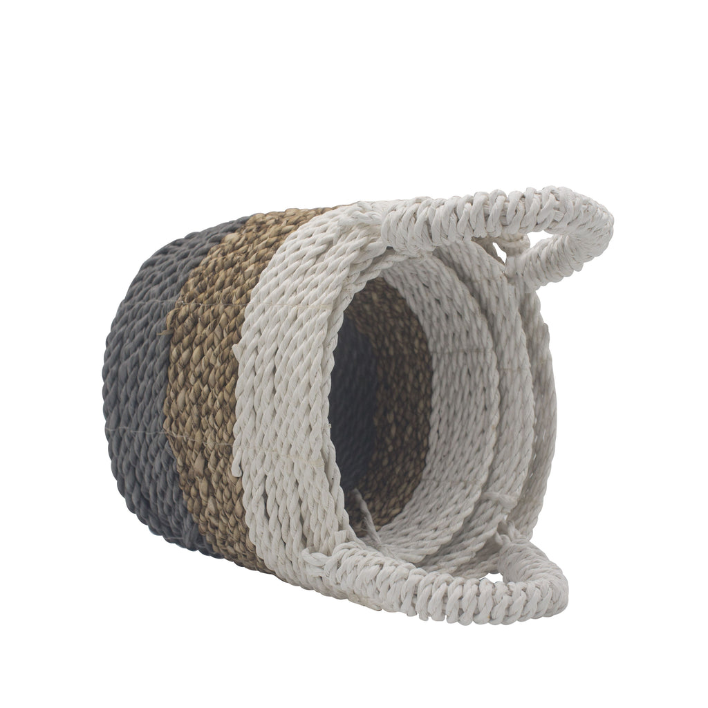 Seagrass Basket Set Grey Natural White