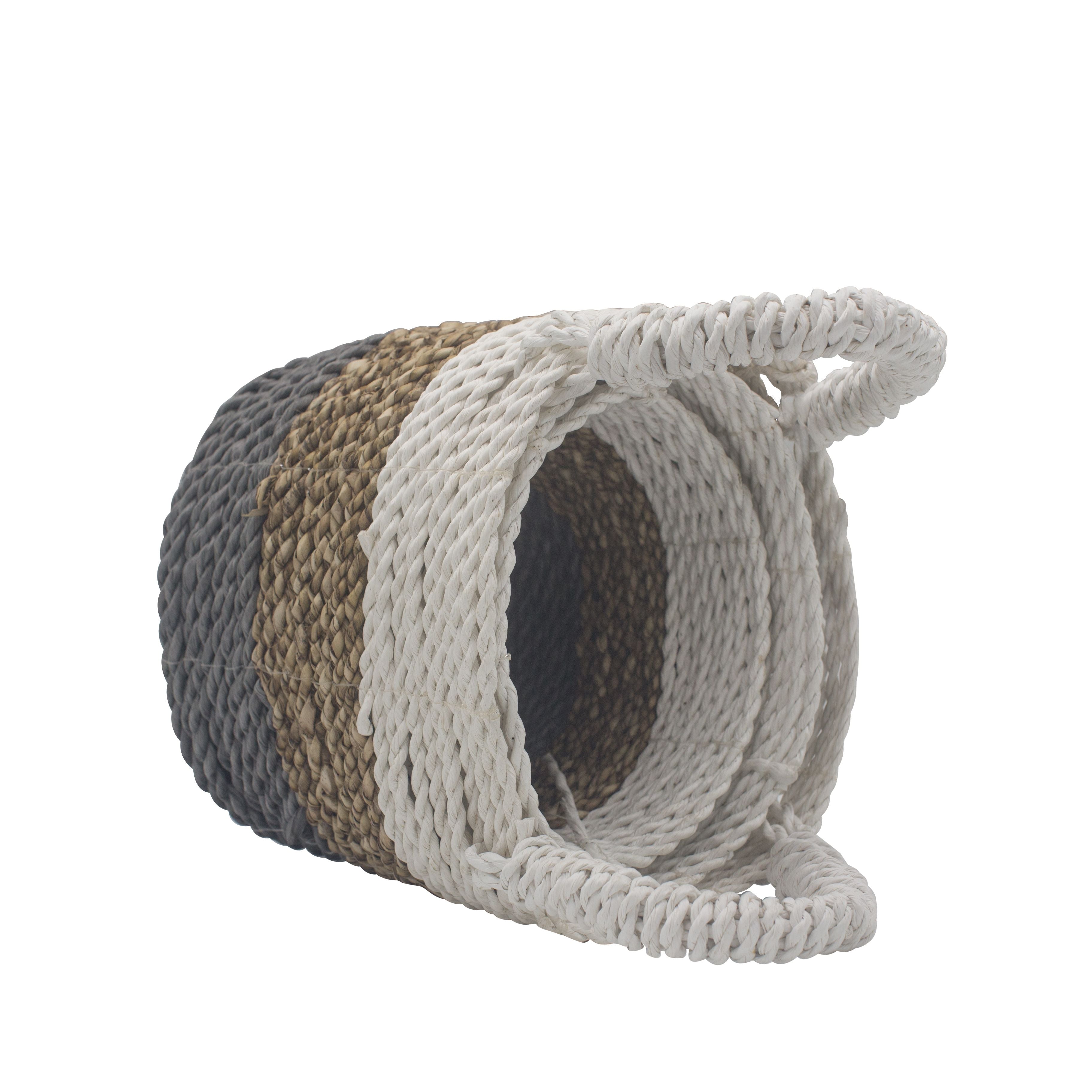 Seagrass Basket Set Grey Natural White
