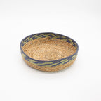 Seagrass Tray Baskets Natural Green Blue Set of Three