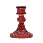 Candle Stand pressed glass Vintage Dinner Candle Holder - Vampire Red Product Image