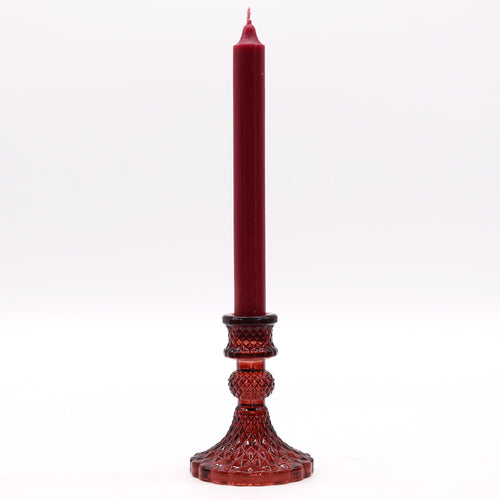 Candle Stand pressed glass Vintage Dinner Candle Holder - Vampire Red