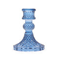 Candle Stand pressed glass Vintage Dinner Candle Holder - Royal Blue Product Image