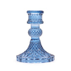 Candle Stand pressed glass Vintage Dinner Candle Holder - Royal Blue Product Image