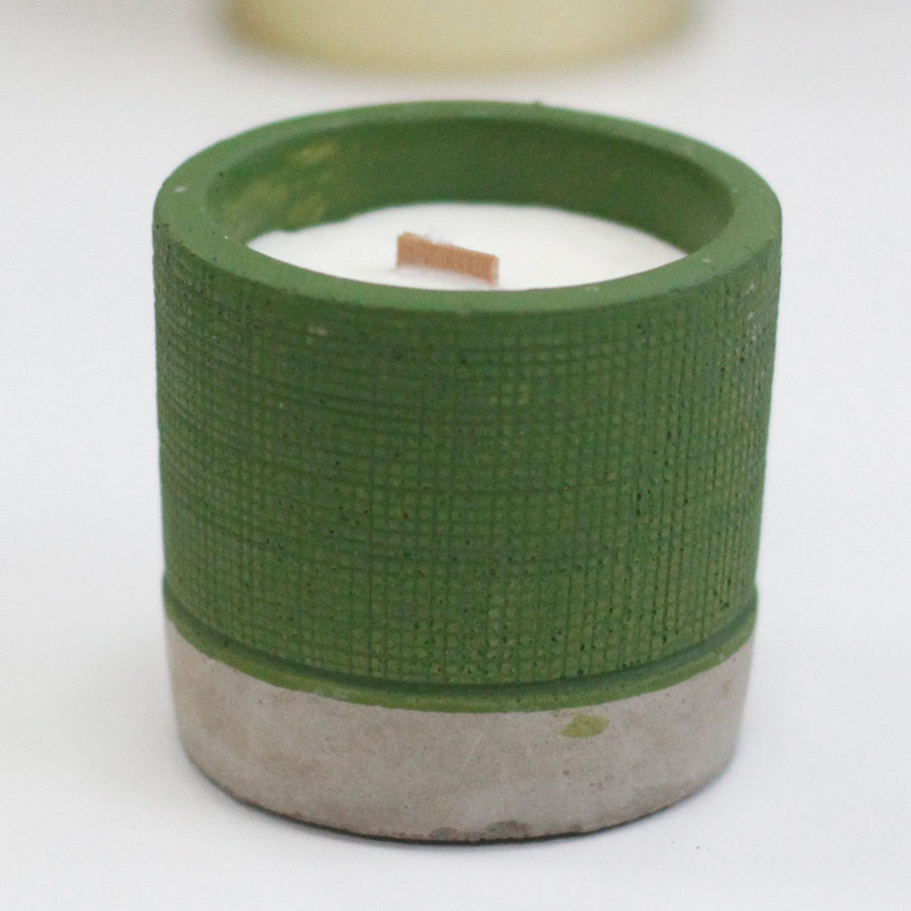 Candle Pot Concrete Pot - Green - Sea Moss & Herbs