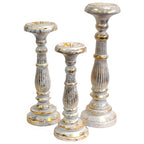 Candle Stand Small Albasia Wood Small Candle Stand - White Gold