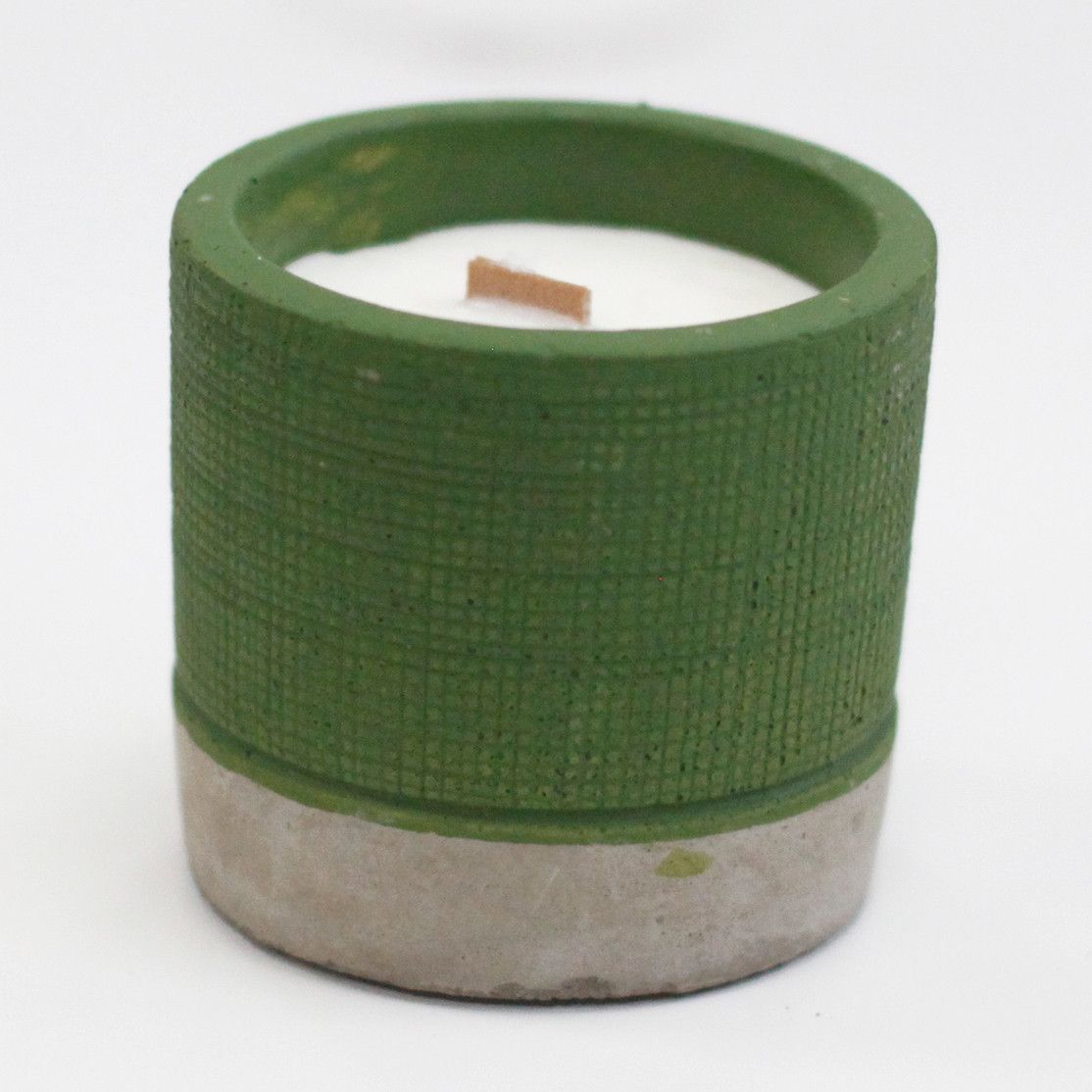 Candle Pot Concrete Pot - Green - Sea Moss & Herbs