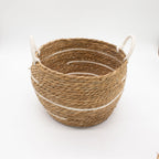 Basket Large Seagrass Cotton & Seagrass Large Baskets – Natural Stripes – Set of 3 Set of Three