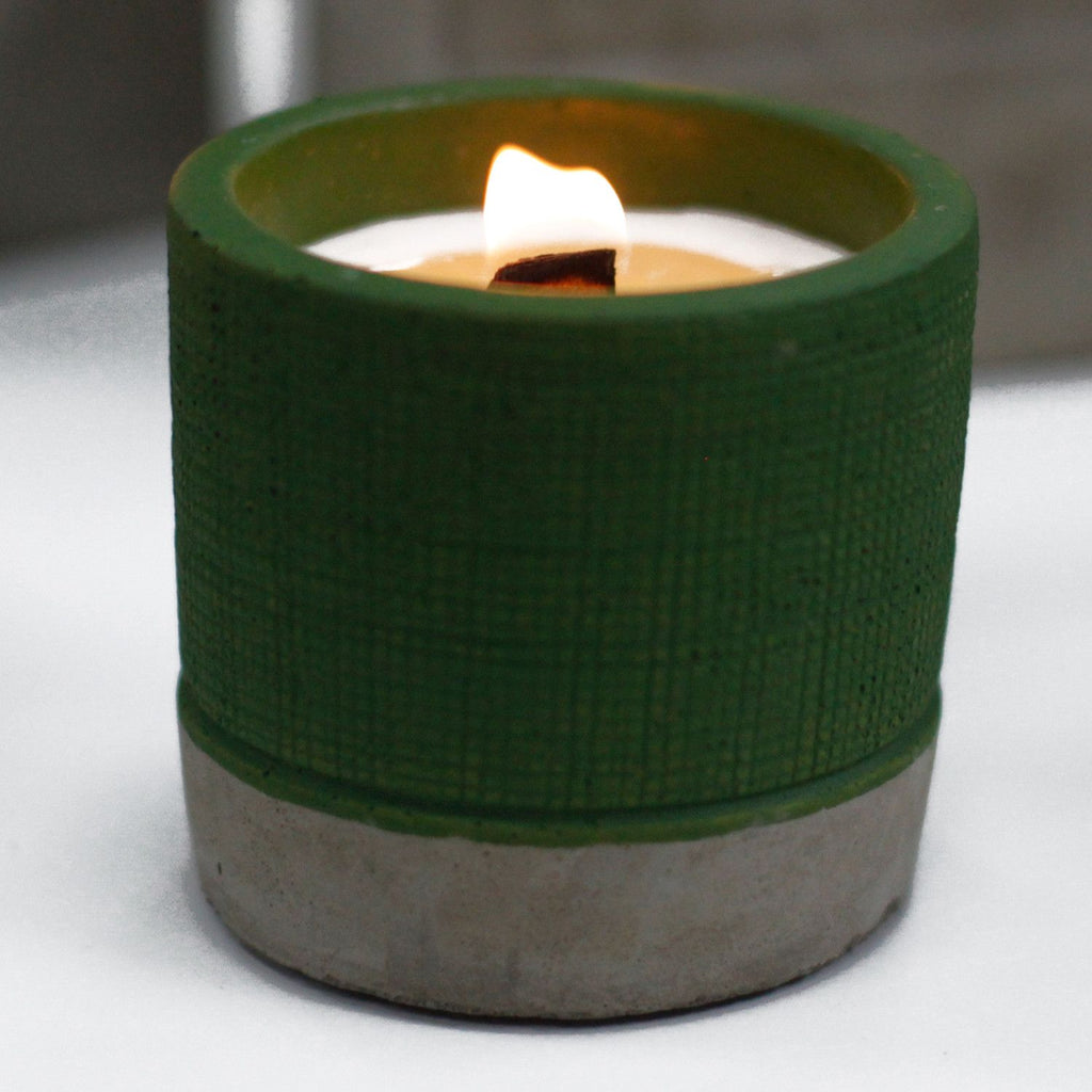 Candle Pot Concrete Pot - Green - Sea Moss & Herbs