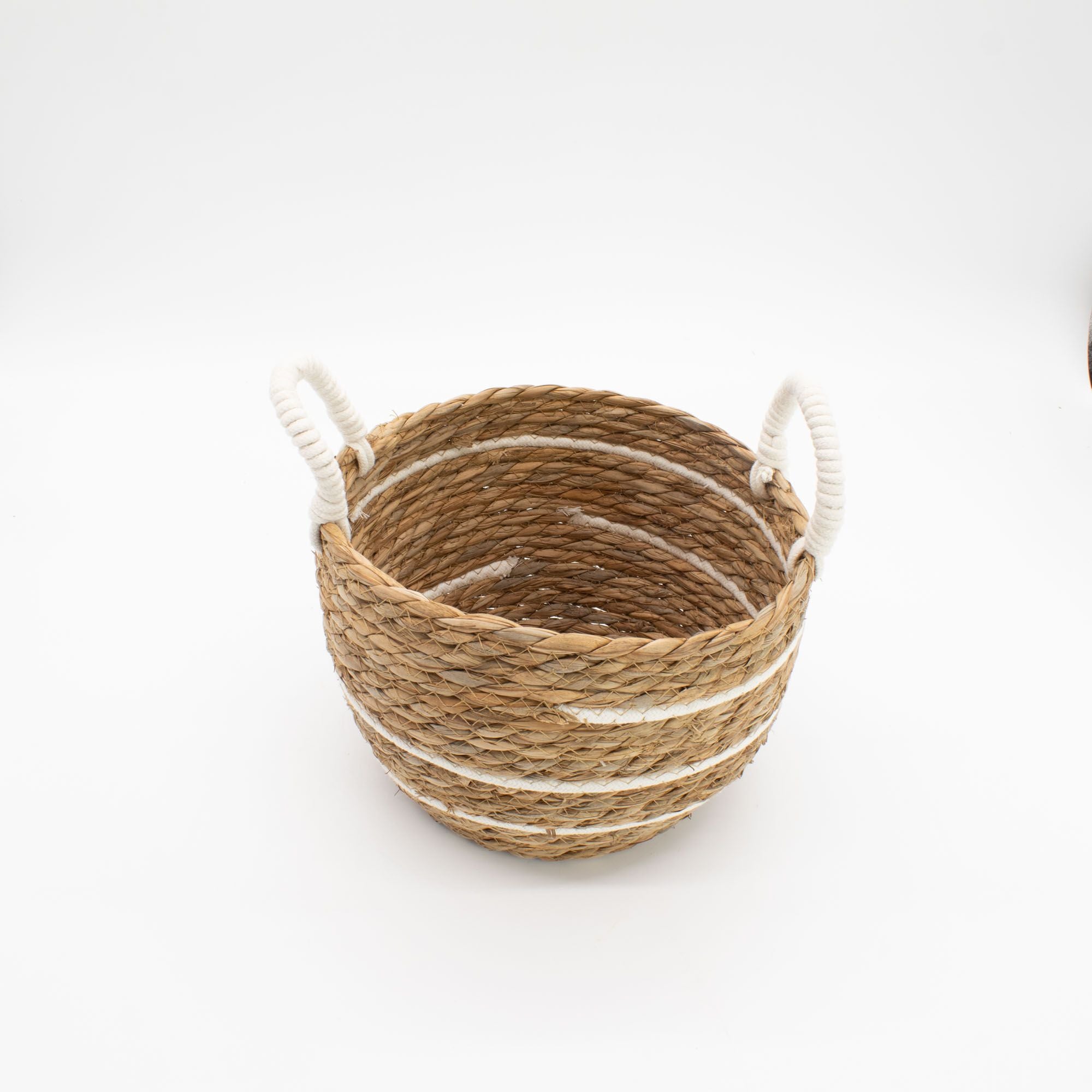 Basket Large Seagrass Cotton & Seagrass Large Baskets – Natural Stripes – Set of 3 Set of Three