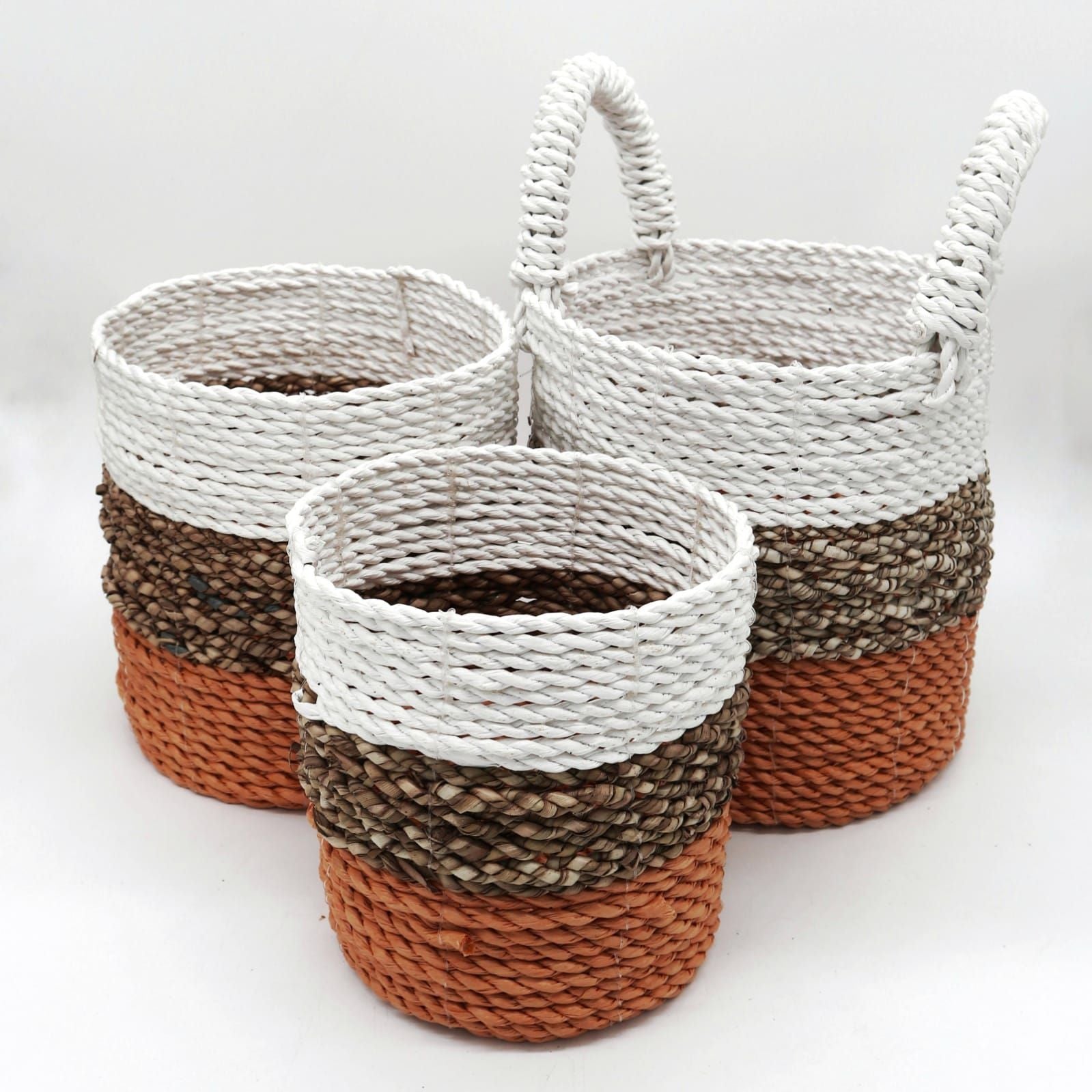 Seagrass Basket-Set-Orange-Natural-White Product Image