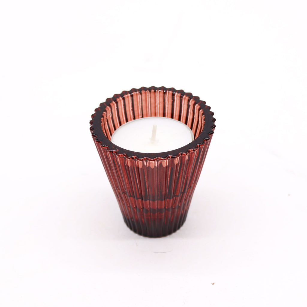 Tealight pressed glass Flip Dinner Candle / Tealight Holder - Vampire Red