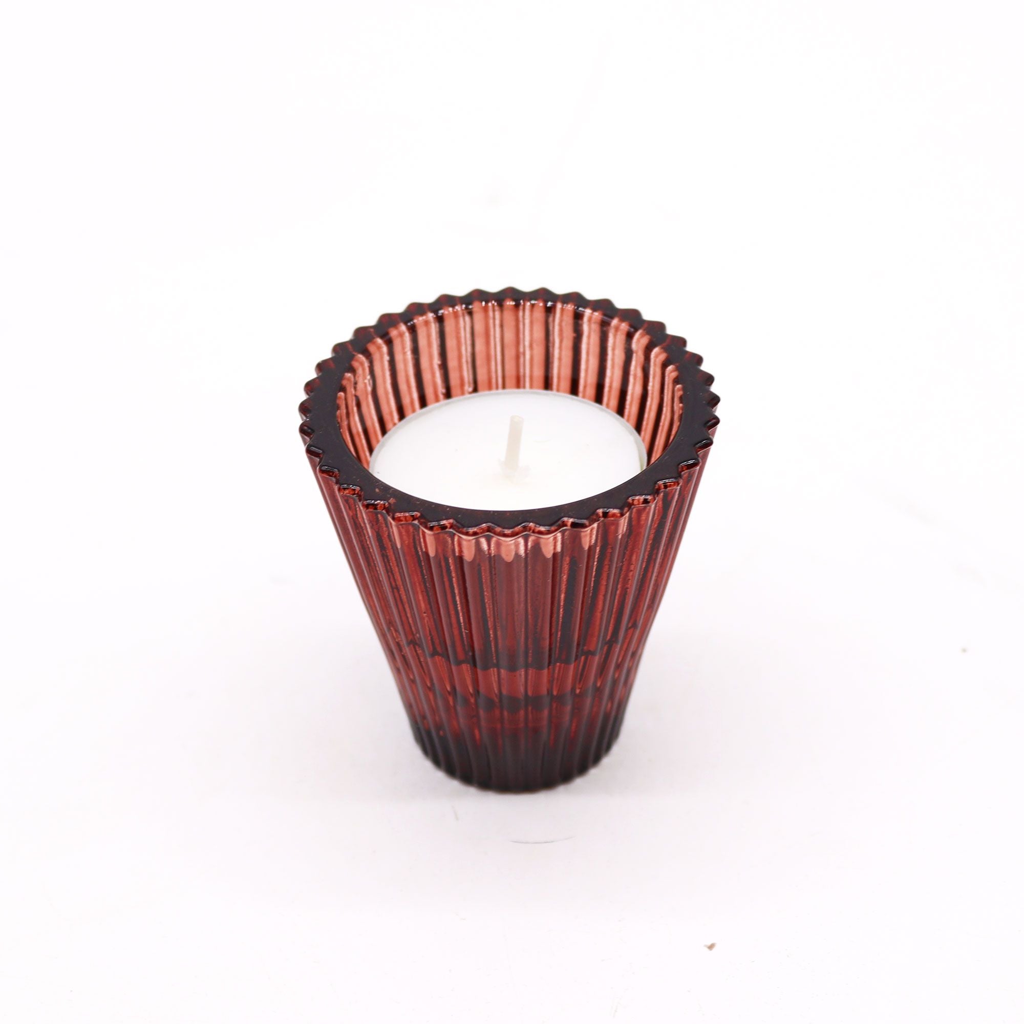 Tealight pressed glass Flip Dinner Candle / Tealight Holder - Vampire Red