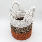 Seagrass Basket Set Orange Natural White