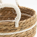 Basket Large Seagrass Cotton & Seagrass Large Baskets – Natural Stripes – Set of 3 Set of Three