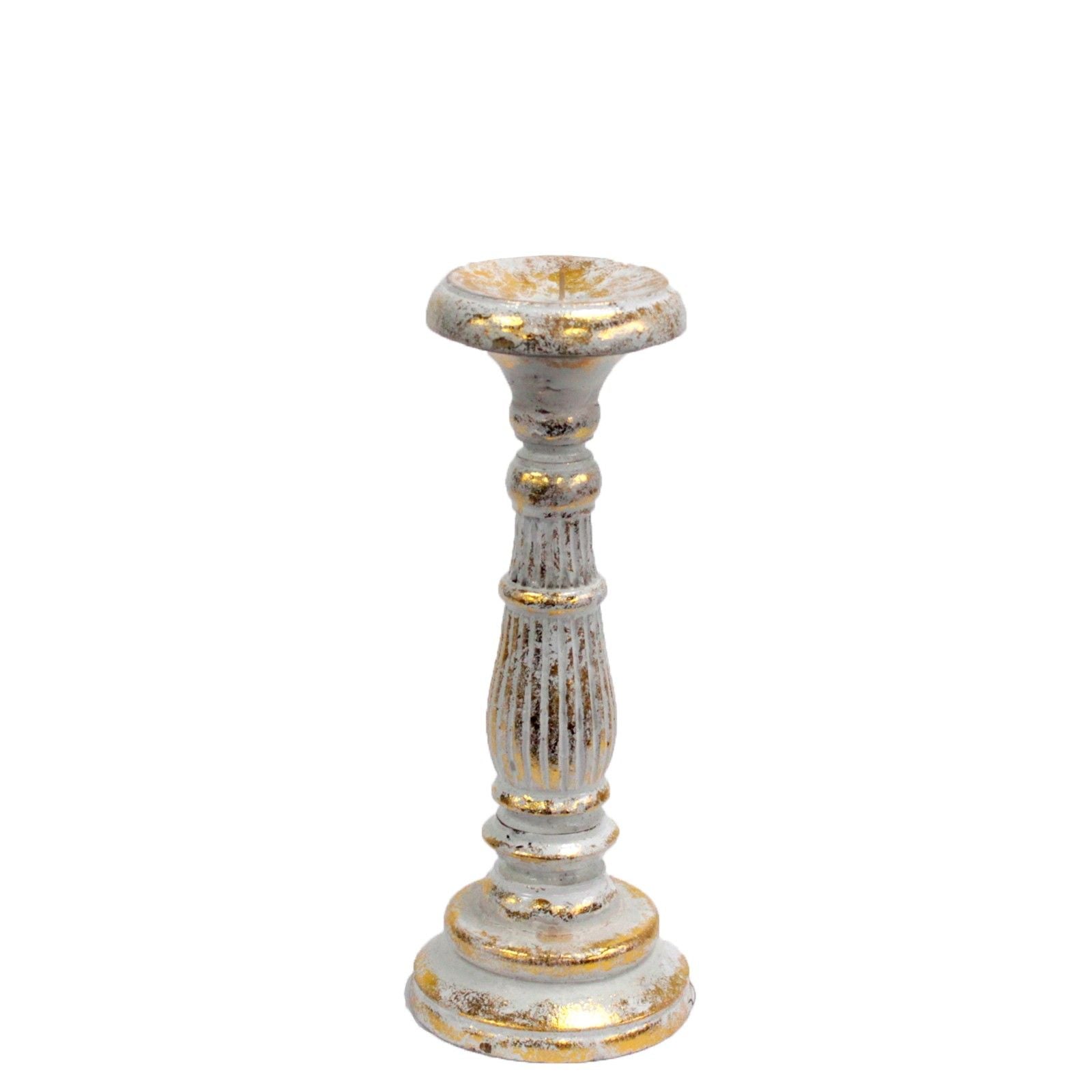Candle Stand Small Albasia Wood Small Candle Stand - White Gold Product Image