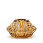 Tealight pressed glass Flower Flip Dinner Candle / Tealight Holder - Antique Amber Product Image