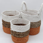 Seagrass Basket Set Orange Natural White