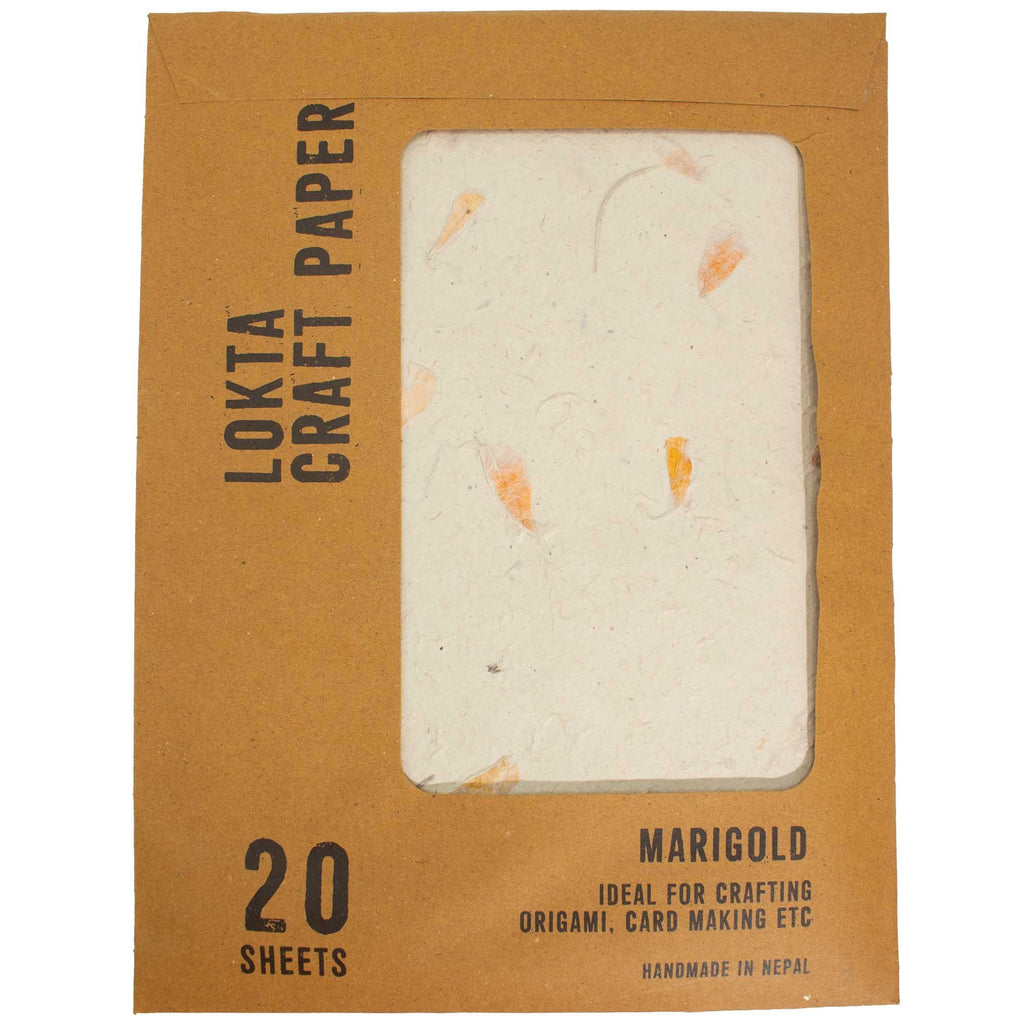 Paper A4 - Lokta Craft Paper (20 sheet pack) - Marigold Pack of 20 Sheets