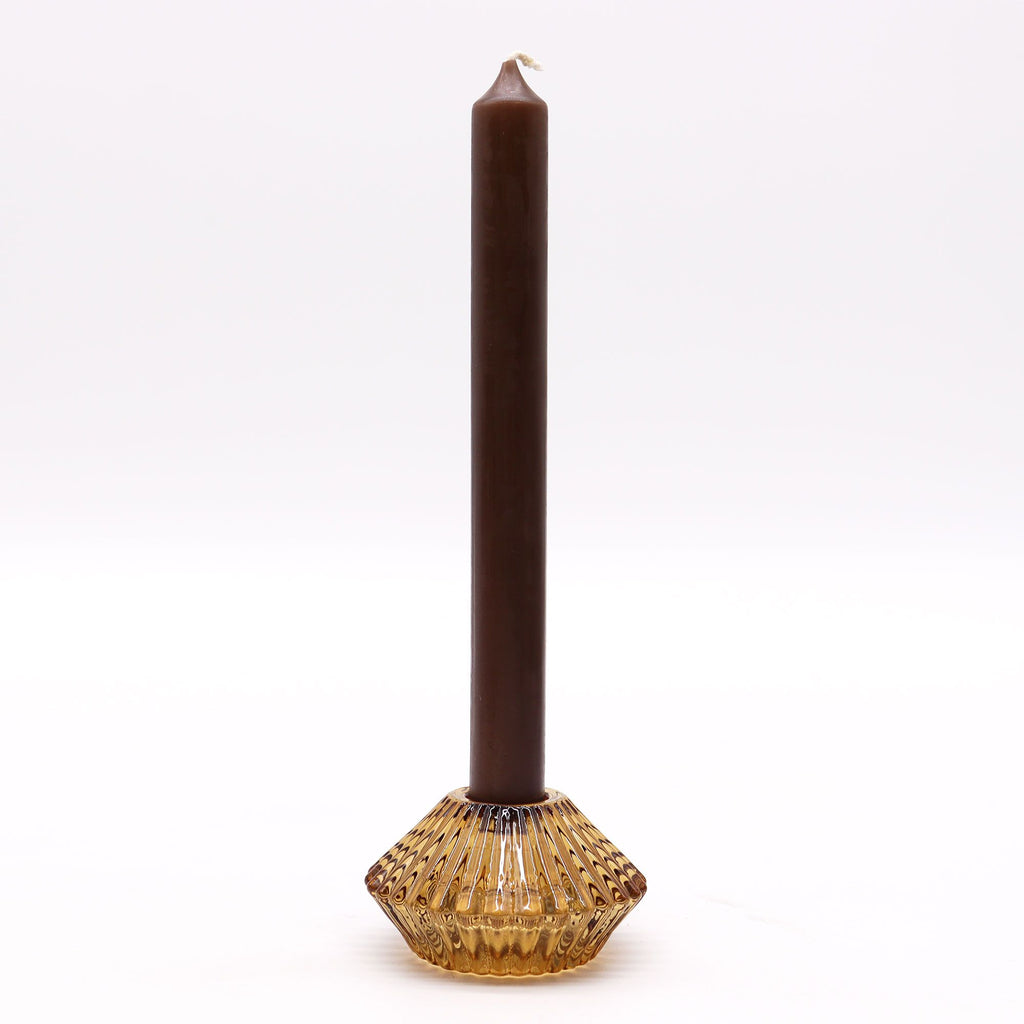 Tealight pressed glass Flower Flip Dinner Candle / Tealight Holder - Antique Amber