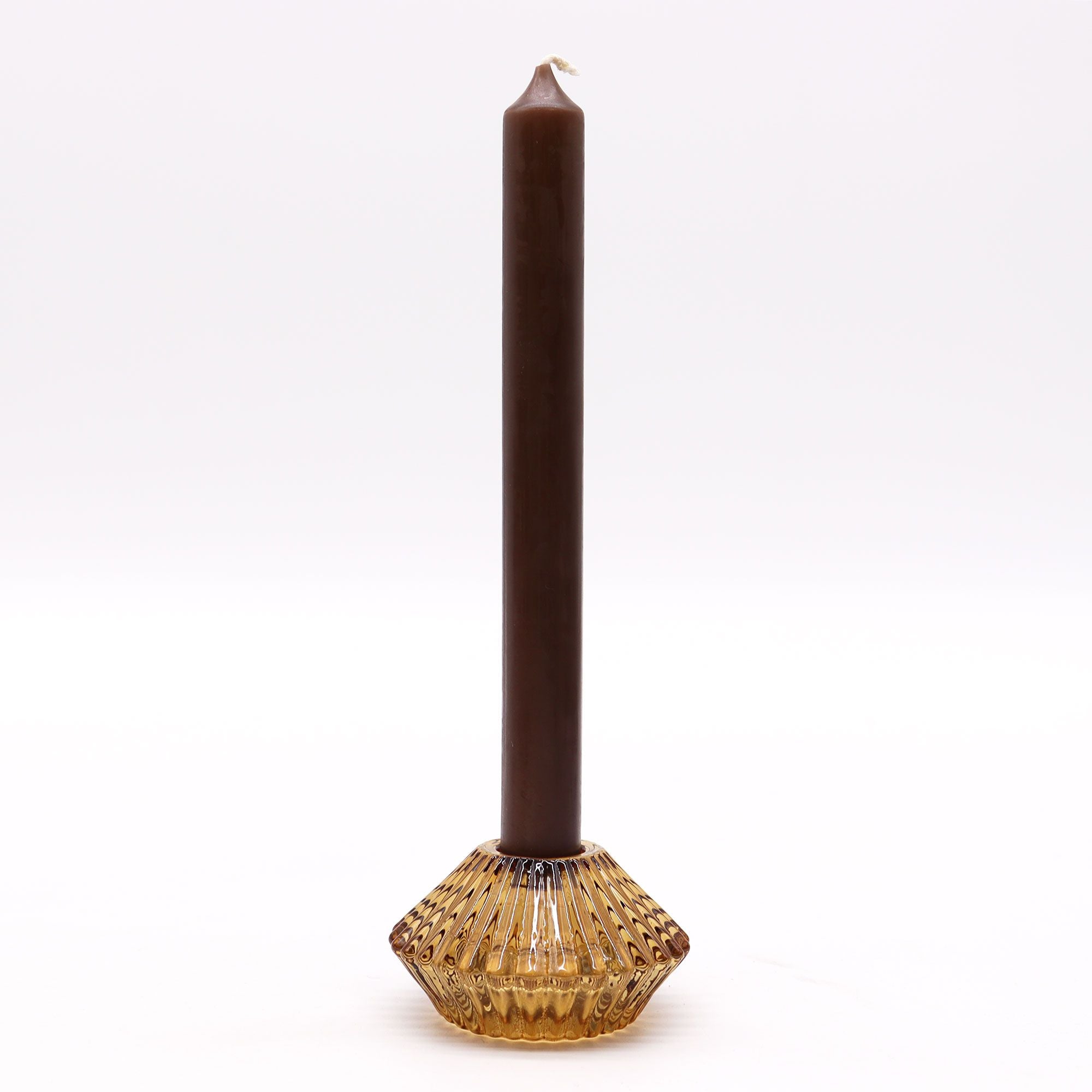 Tealight pressed glass Flower Flip Dinner Candle / Tealight Holder - Antique Amber