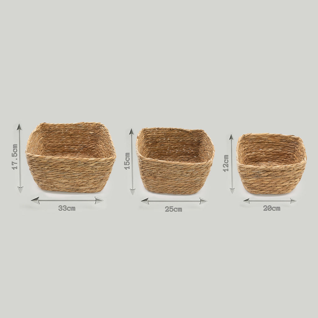 Seagrass Square Baskets Set of Three