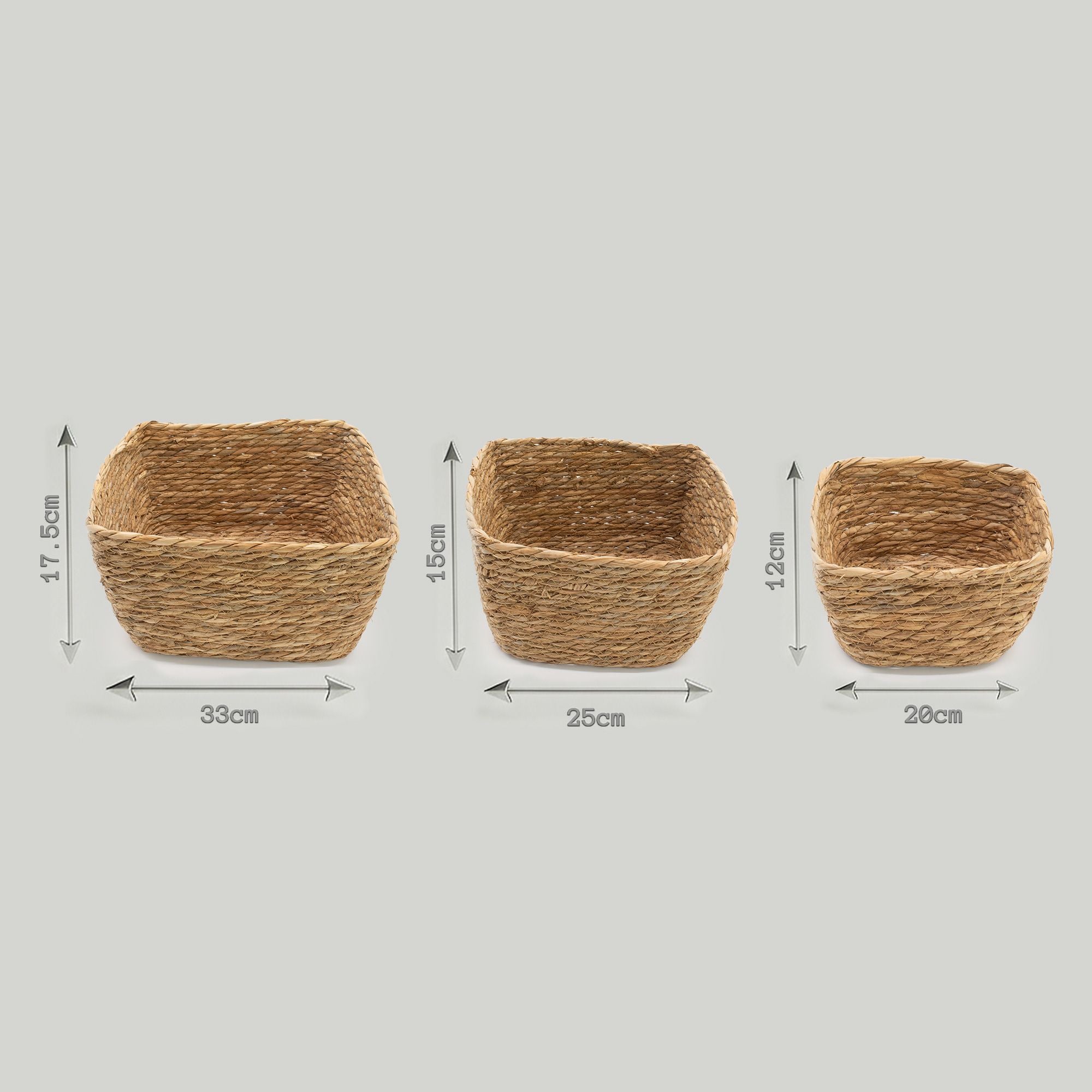 Seagrass Square Baskets Set of Three